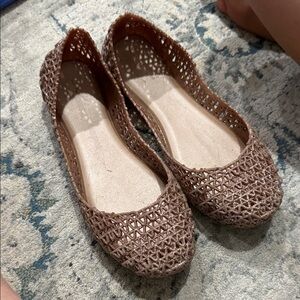 Mini Melissa Girls' Woven Jelly Ballet Flats in Brown